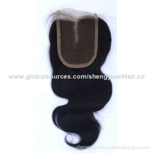 Brazilian Virgin Hair Body Wave Middle Part Silk Top Lace Closure